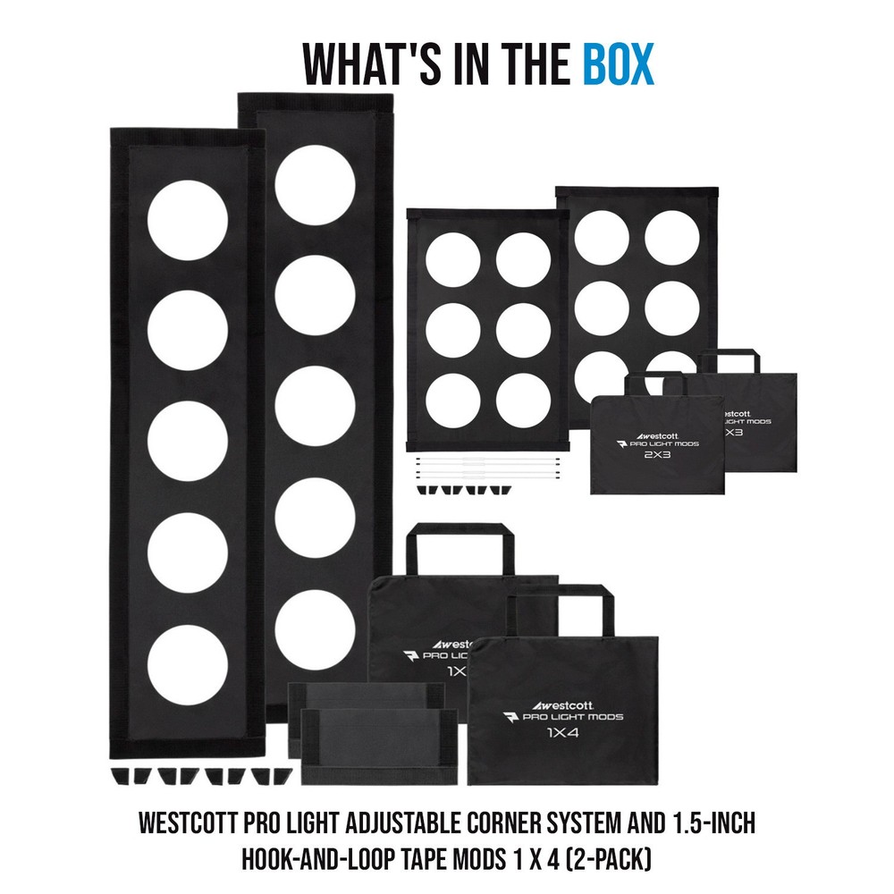 Westcott Pro Light Adjustable Corner System and Tape Mods 2 Pack Bundle