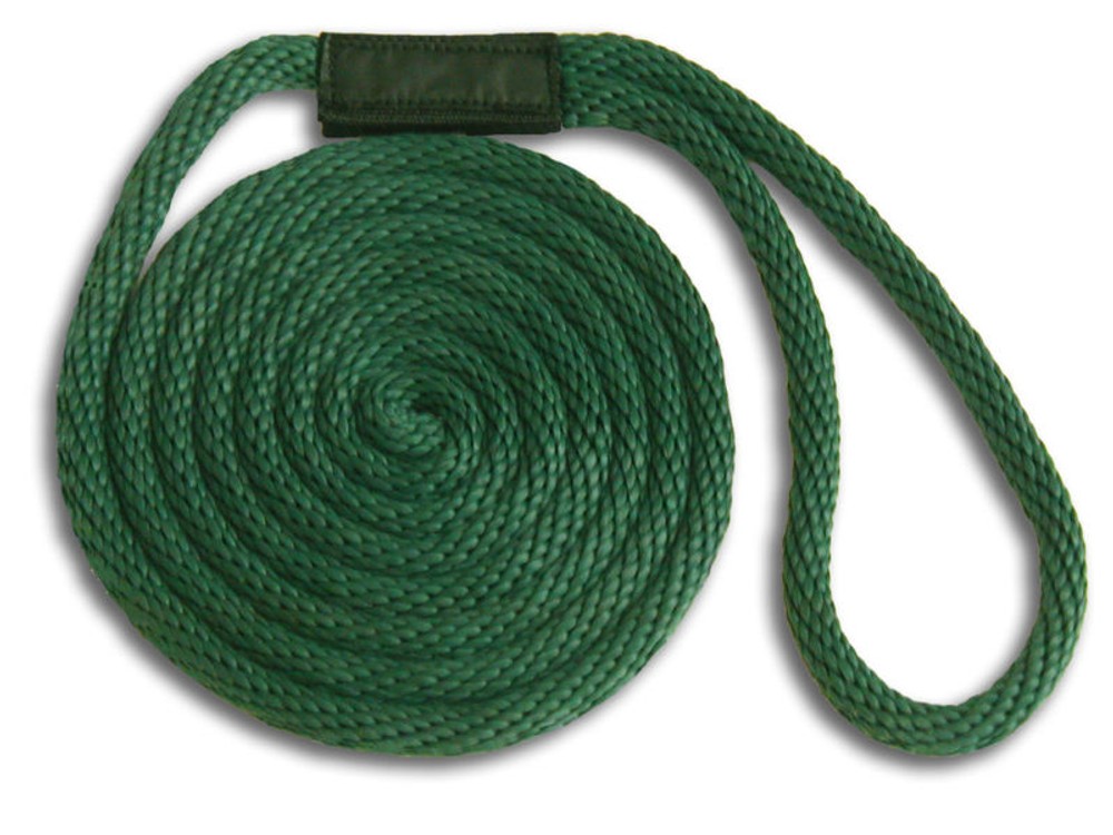 3/8" x 10' Solid Braid Nylon Dock Lines - Forest Green - Made in USA