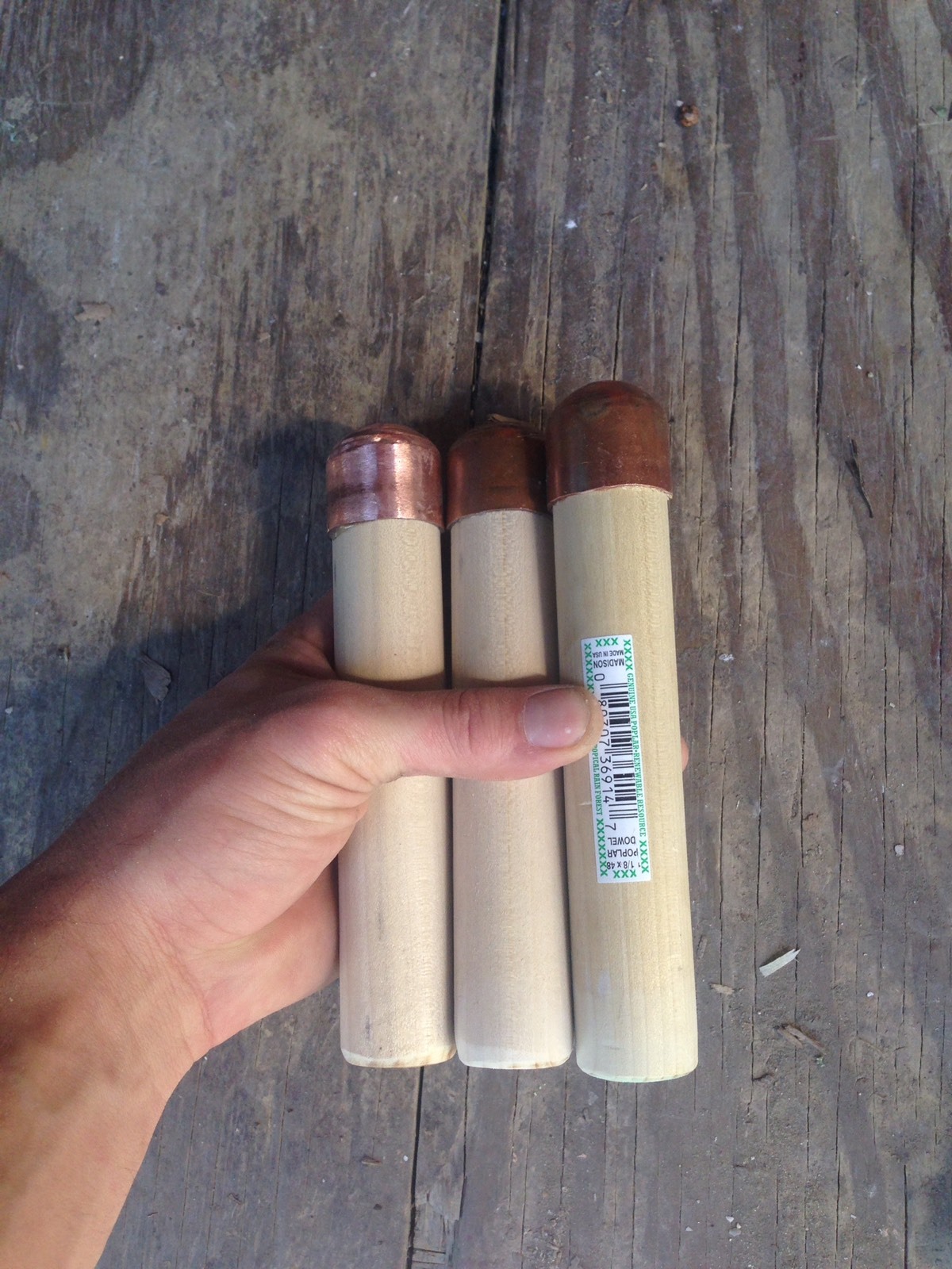 Lot of 3 1" Copper Lead Fill Knapping Boppers $30 Free Ship