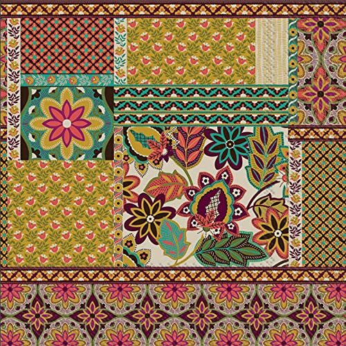 Boston International - 3-Ply 6.5" Lunch Napkins - Patchwork Pattern