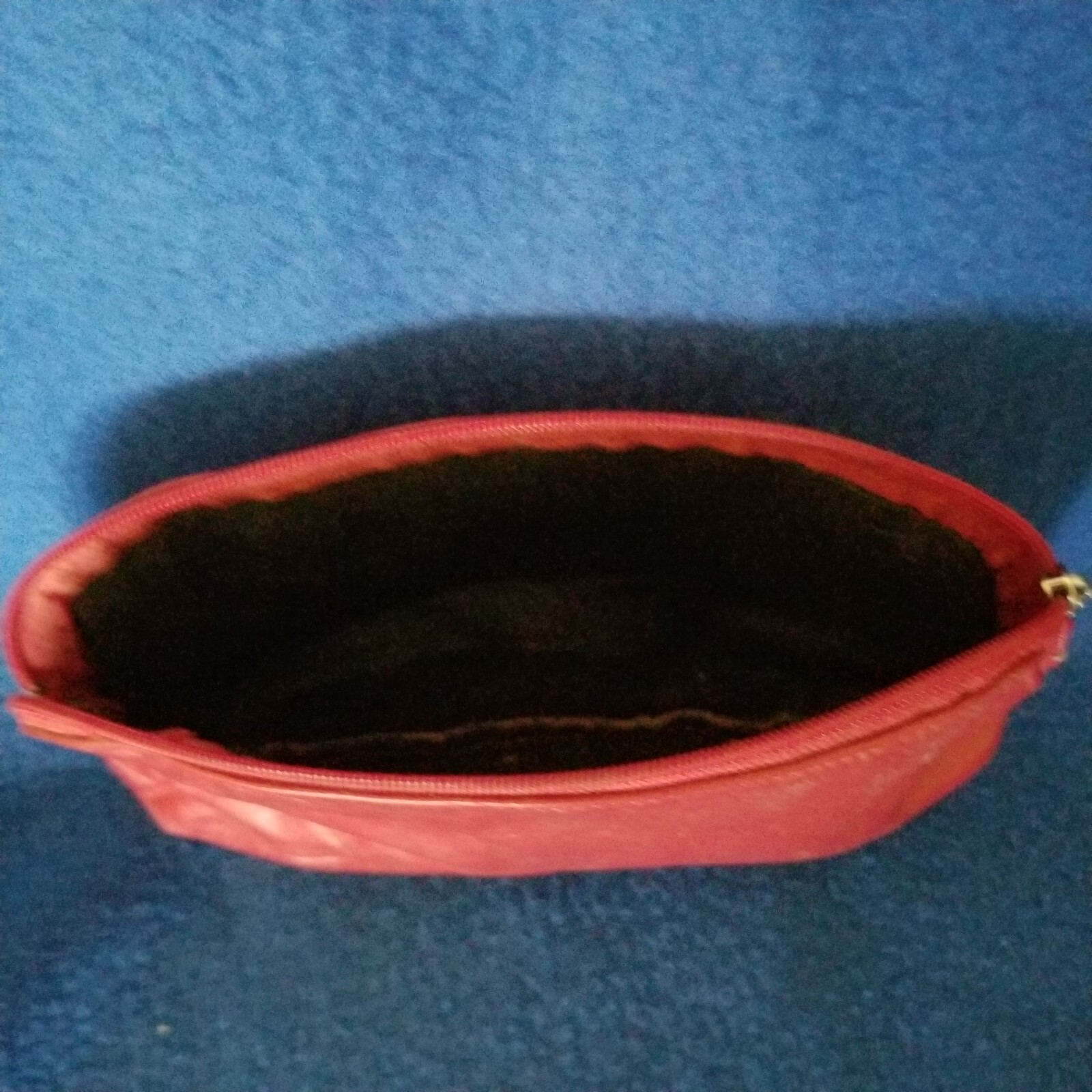 Disney Vintage Red Leather Mickey Mouse Small Zippered Cosmetic Bag Clutch