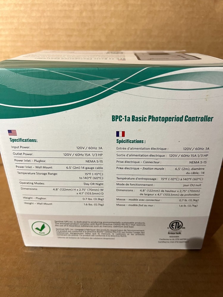 Sentinel GPS BPC-1a Basic Photoperiod Controller NEW Plug Box Version