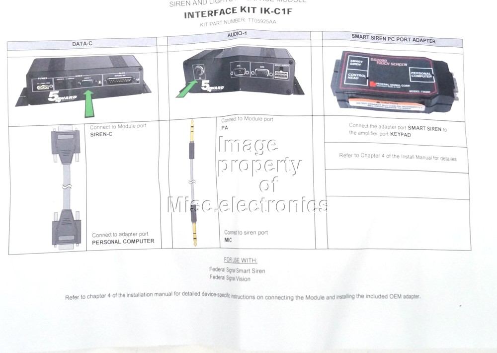 Federal Signal SS2000 APX Light Interface Kit IK-C1F Touch Screen A