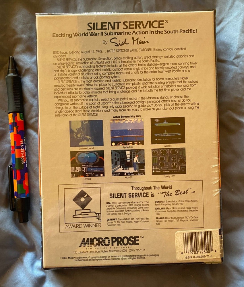 Silent Service Atari 1040/520 ST NEW Disk By Microprose