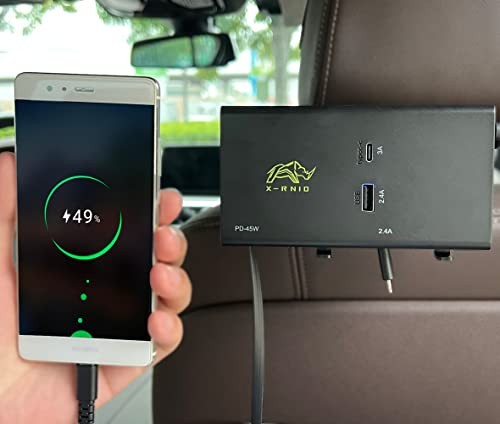 Retractable Backseat Car Phone Charger,Compatible with iPhone & Android Phones