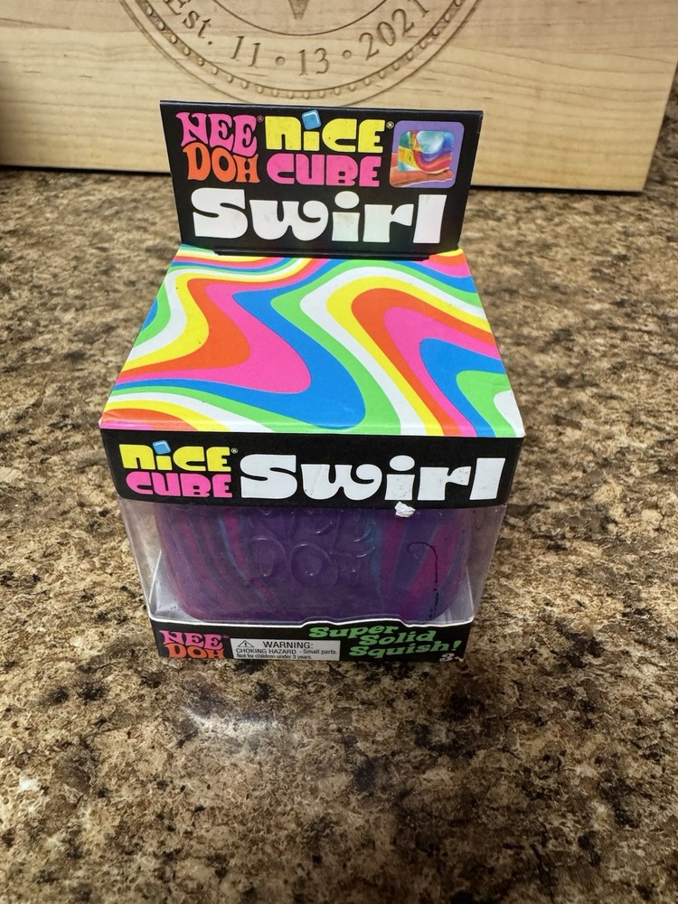 Nee Doh Cube Swirl Super Solid Squeeze Tactile Toy Multicolor