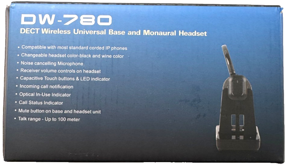 U84 ♻ INNOTALK Wireless Headset DW-780 DECT Wireless Universal Base & Monaural.