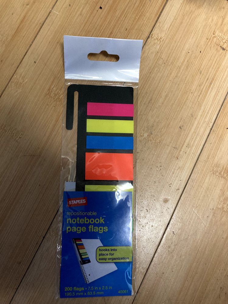 Staples Repositionable Notebook Page Flags, 200 flags