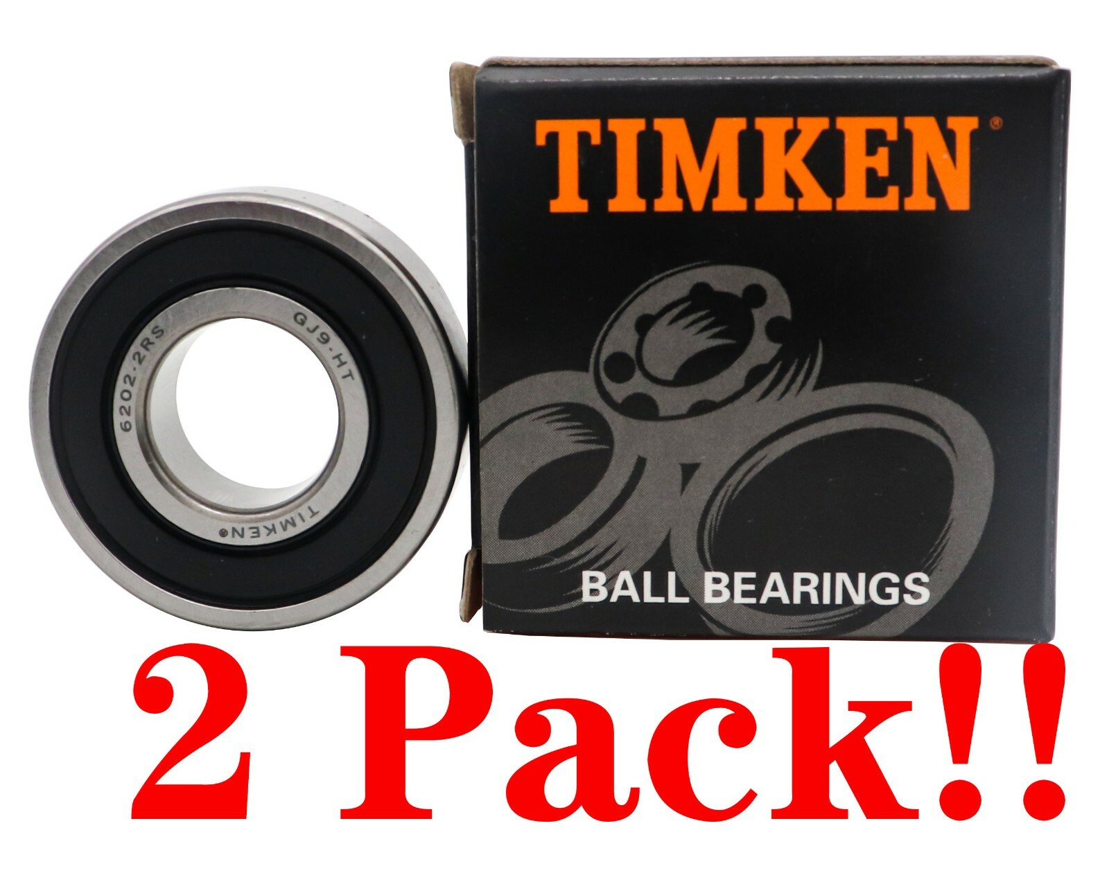(2 PACK) TIMKEN 6202-2RS 15X35X11MM Double Rubber Seal Ball Bearings