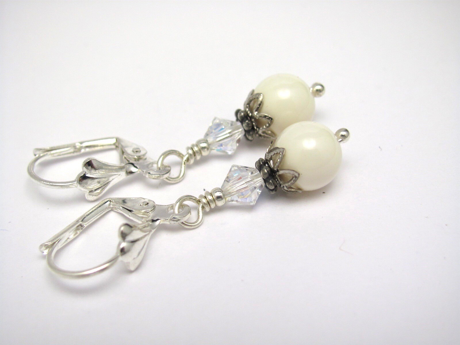 Crystal Pearl Earrings Cream White Silver Plate Mix Wedding Jewelry Birthday