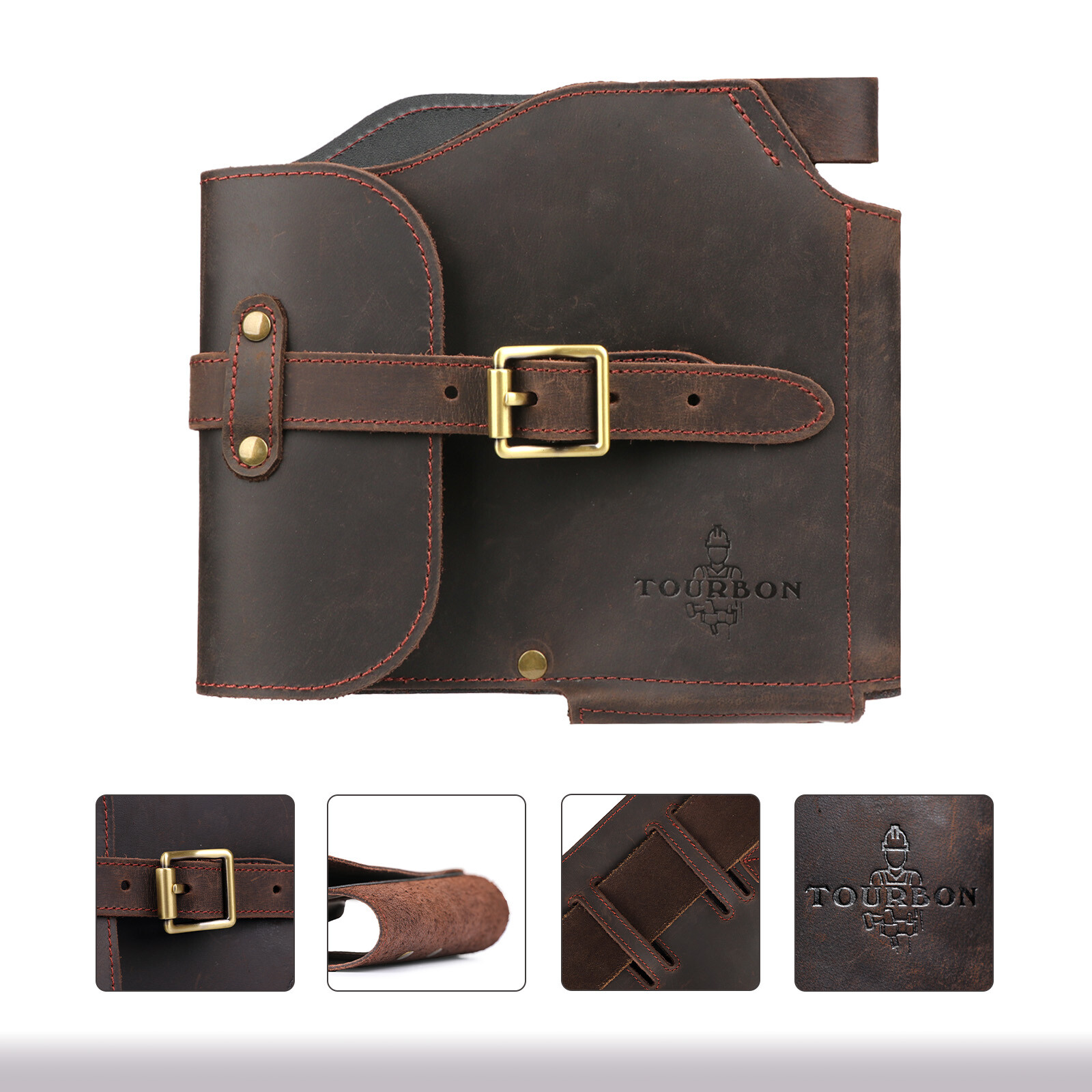 TOURBON Leather Heavy Duty Axe Belt Pouch Loggers Felling Hatchet Head Cover