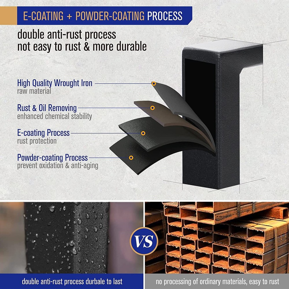 Outdoor Patio Dining Table with Umbrella Hole Rectangular Table Black