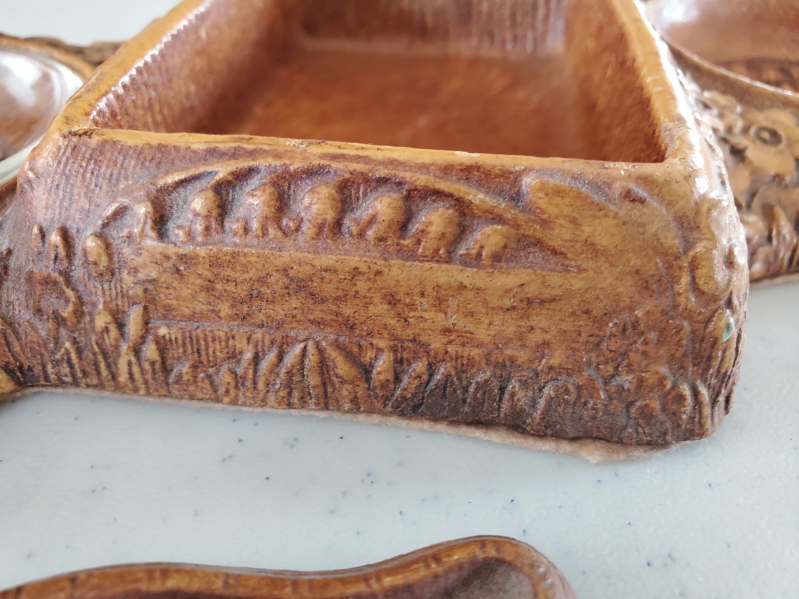 Vintage Syroco Indian & Horse Double Ashtray & Cigarette Box 1930s-40s Rare B5