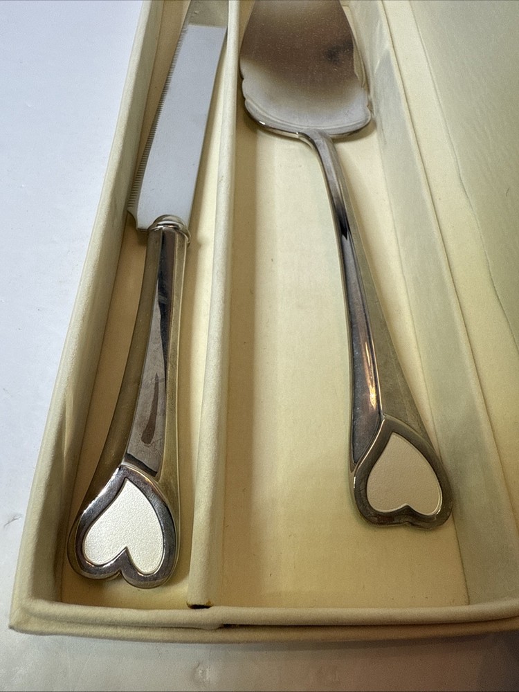 Lenox Silverplate 2-Piece Cake Knife/Server Set "Wedding Promises" Bride Box