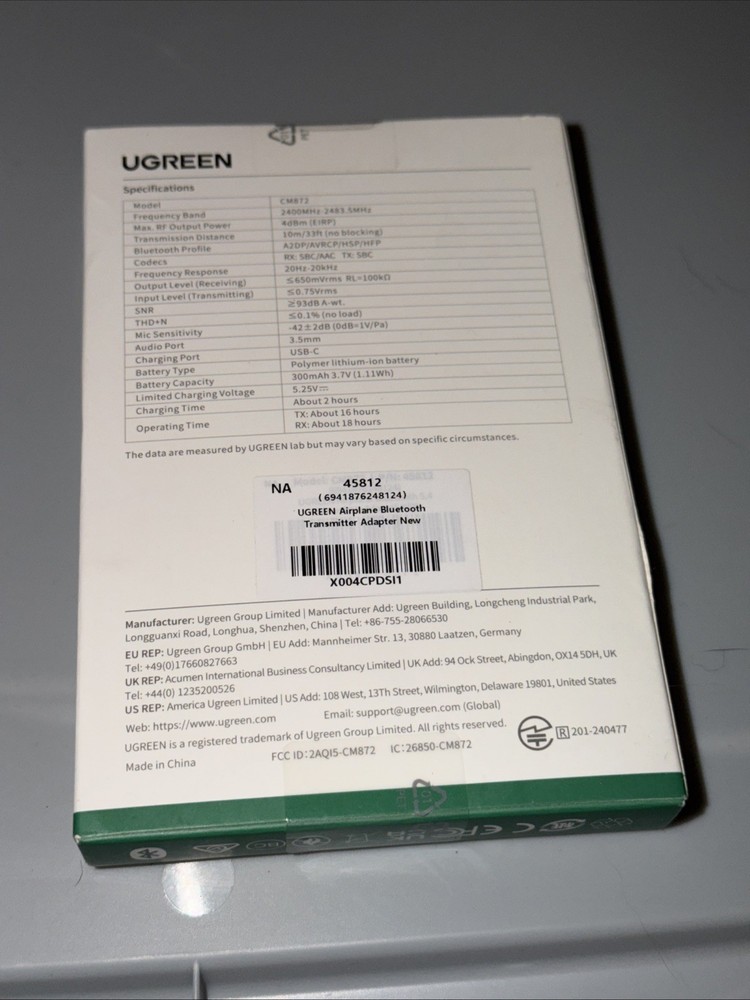 UGREEN Bluetooth Receiver Audio Adapter CM872