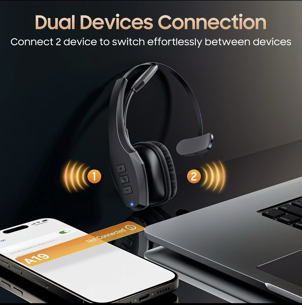 Trucker Bluetooth Headset, Wireless Headset with Mic, Bluetooth Headsets