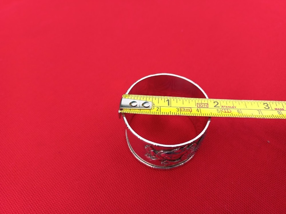 Solid silver Chinese dragon napkin ring with hallmarks