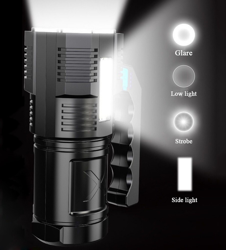 990000LM Portable Searchlight USB Rechargeable 4-Modes Handheld Flashlight Set