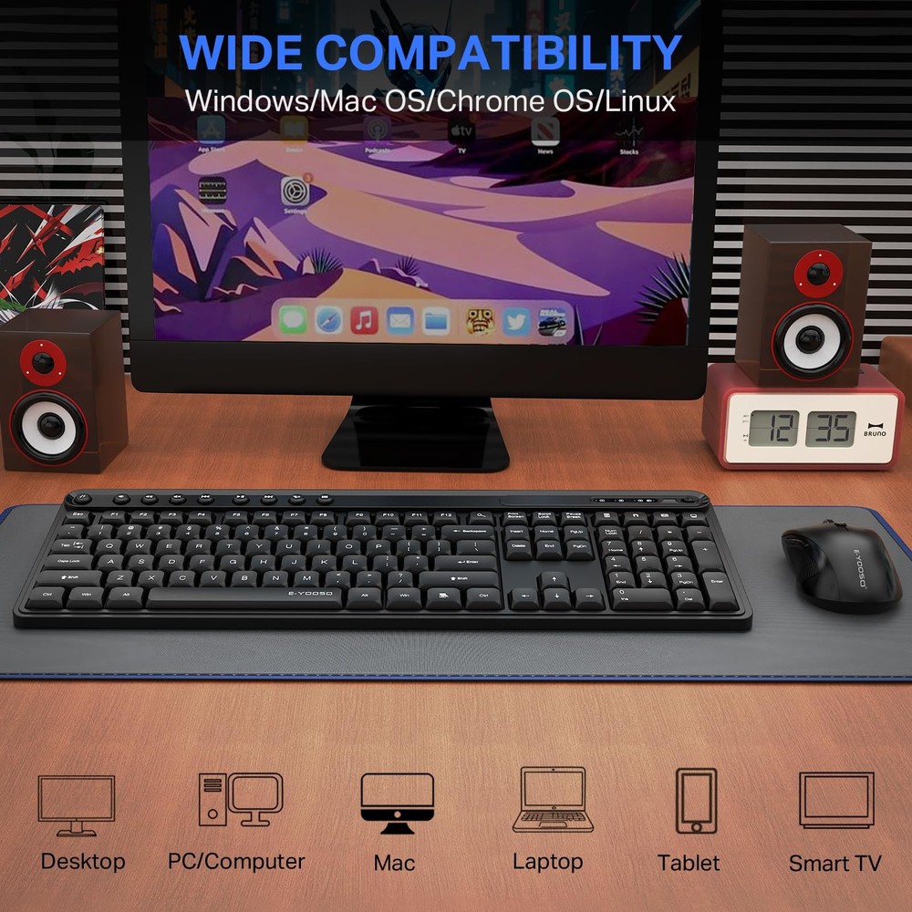 Wireless Keyboard and Mouse Combo, EYOOSO FullSized Computer Wireless Keyboar...