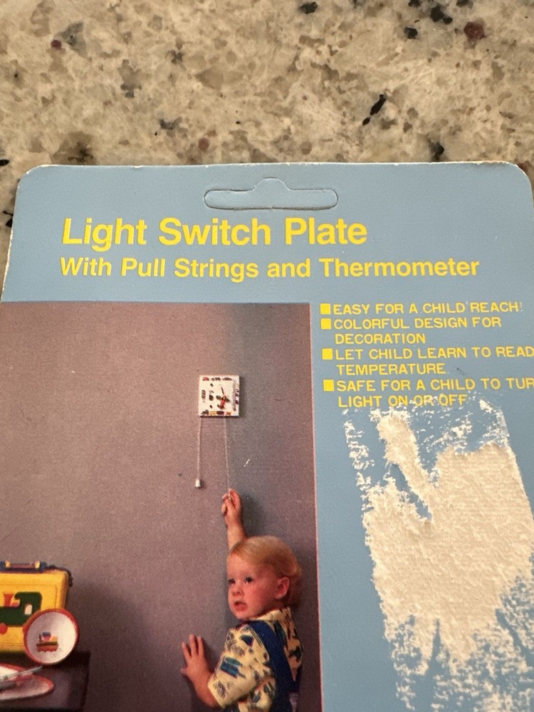 Vintage Pecoware Airplane Light Switch Plate With Pull Strings And Thermometer
