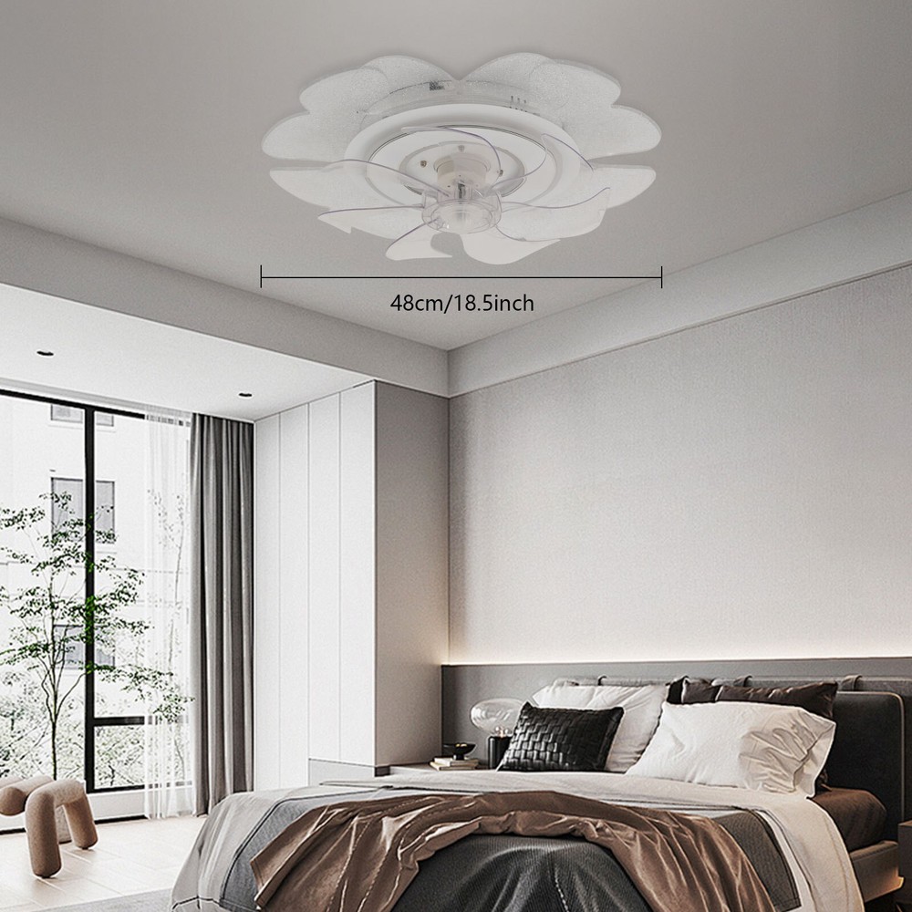 18.5" Ceiling Fan Light Flush Mount LED Ceiling Light kit w/ Remote APP Control