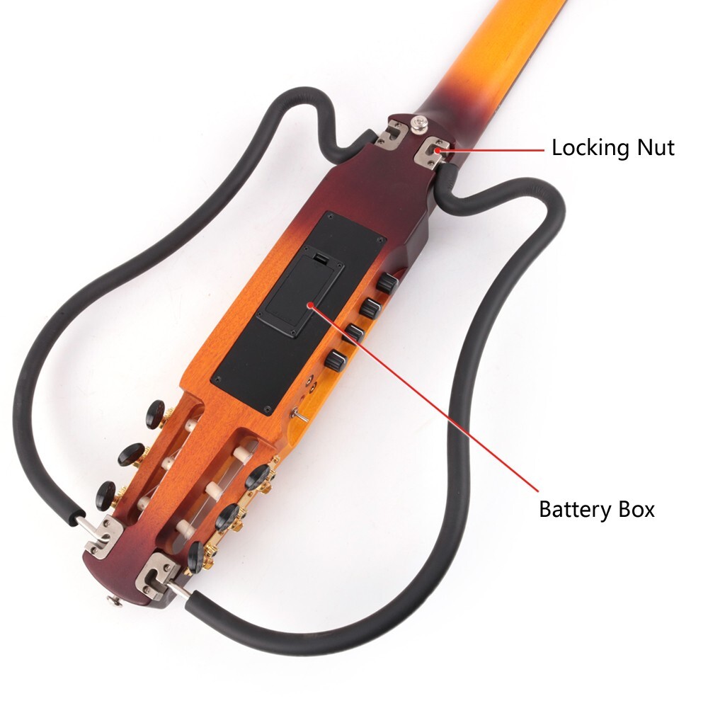 electric classical guitar silent nylon string headless built in effect portable