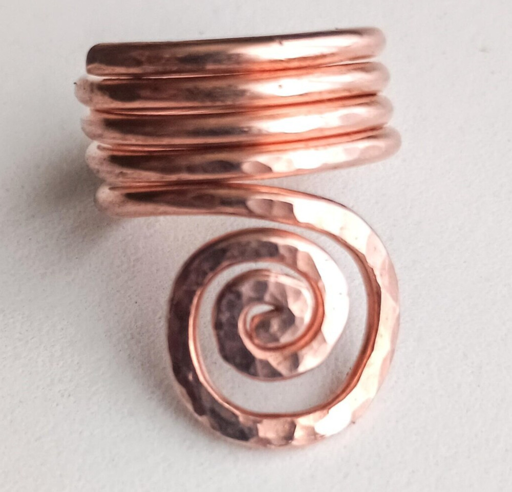 Solid Copper Minimalist Healing Handmade Unisex Ring, Spiral