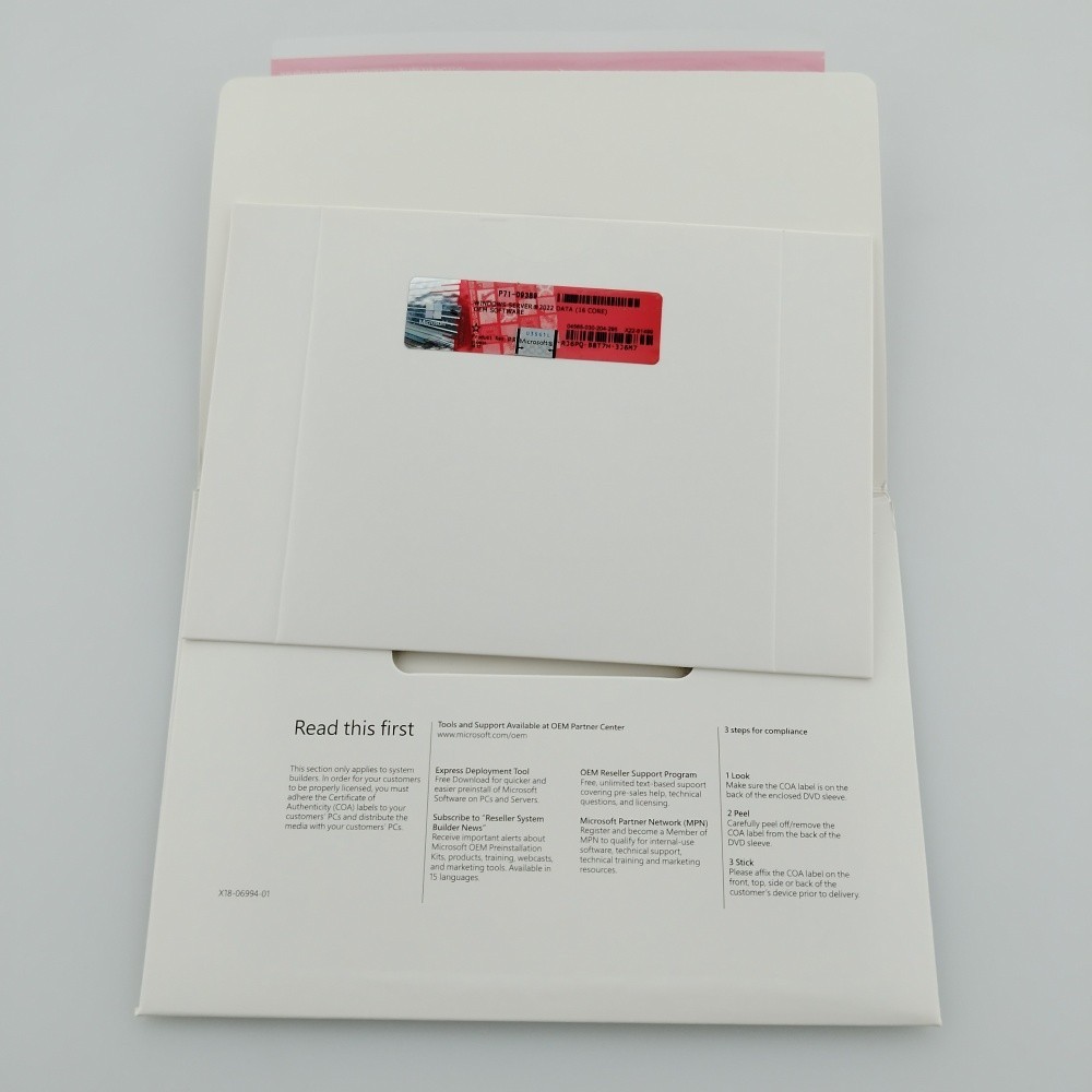 Microsoft Windows Server 2022 Datacenter DVD Kit 16-Core + PRODUCT LICENSE 1PK