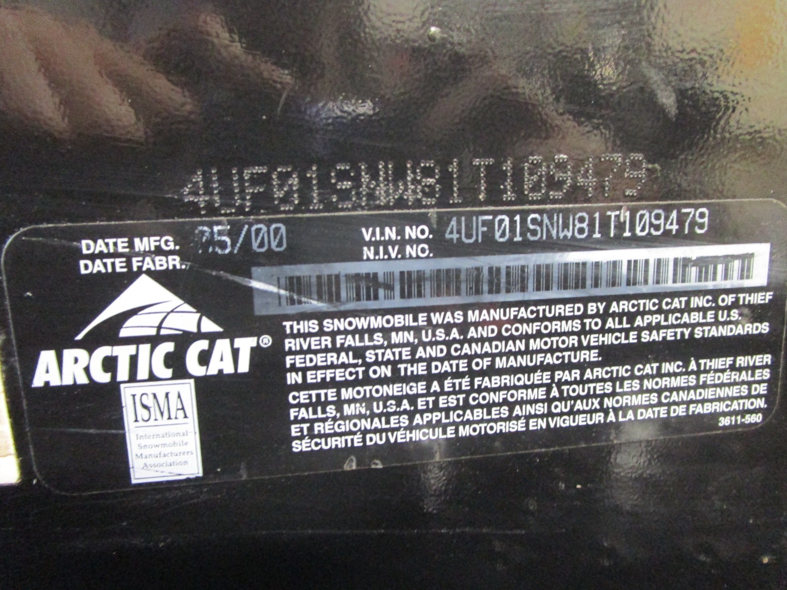 01 Arctic Cat ZL 550 ESR Snowmobile Exhaust Pipe Expansion Chamber