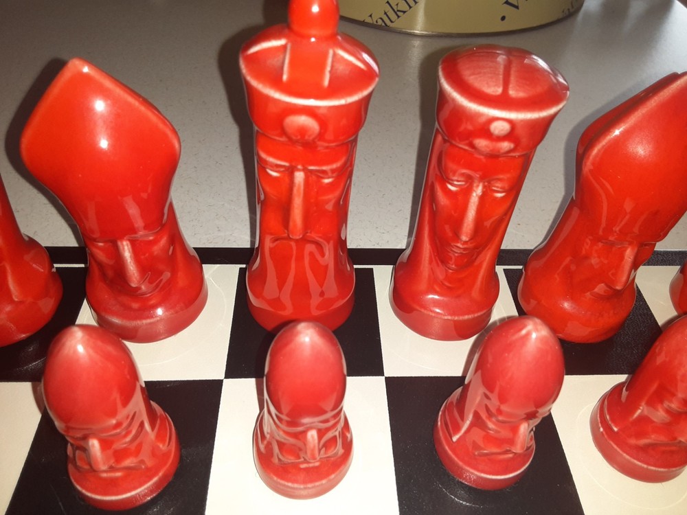 Peter Ganine Red And White Ceramic Chess Set