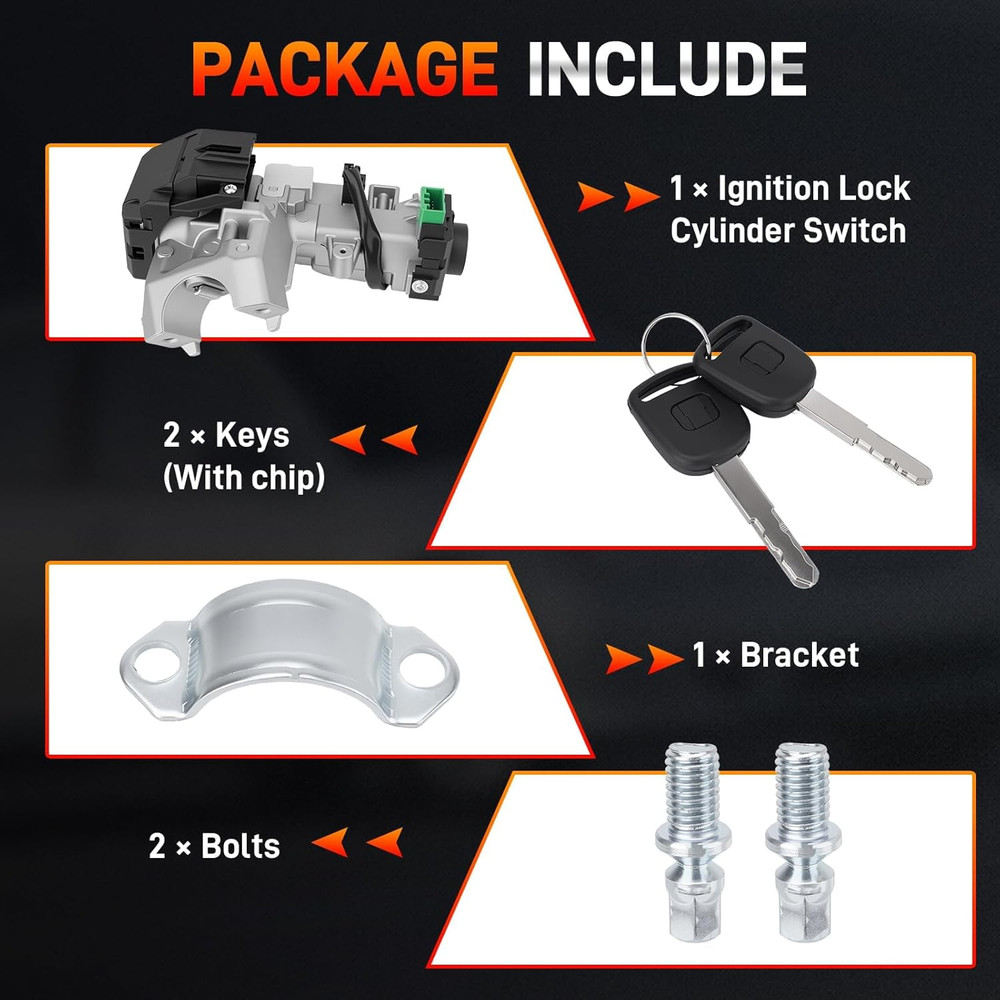 Ignition Switch Lock Cylinder with 2 Keys (With Chip) Compatible with 2003 2004