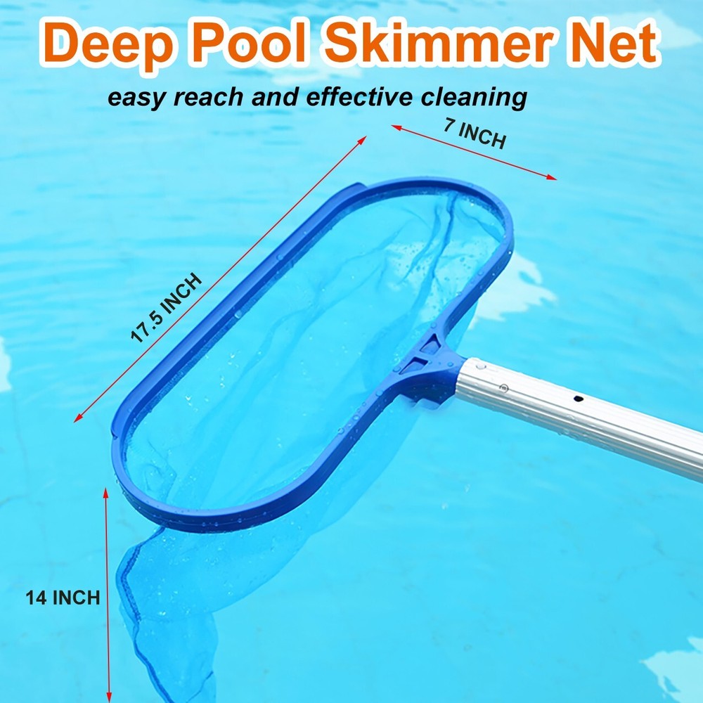 2pcs Pool Leaf Skimmer Surface Net Plastic Handle Swimming Pool Spa w/Magnet