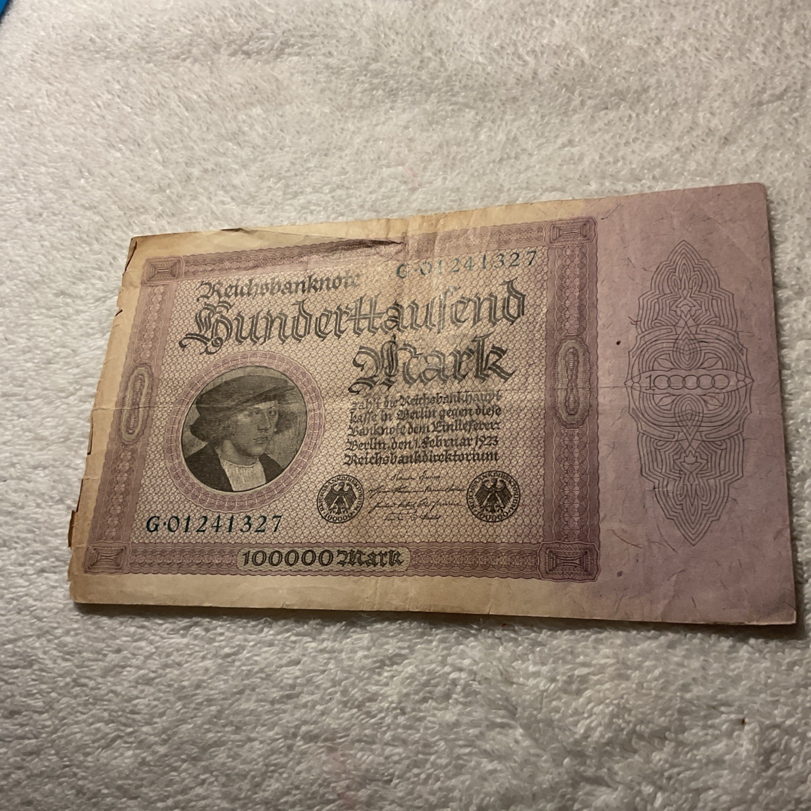 GERMANY.(-1923-FEBRUARY 1-)-100.000 Mark -BANKNOTE.CIRCULATED.#427A