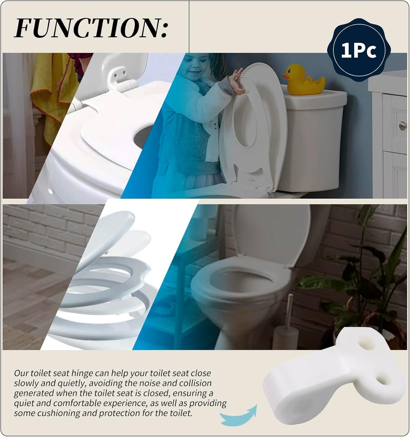 White Slow Close Hinge Bracket Replacement For Bemis Nextstep Toilet Seat(1Pc)