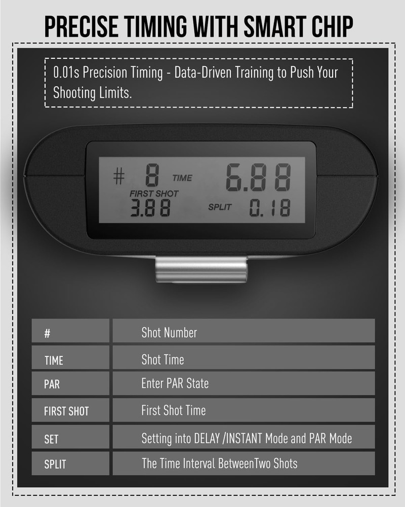 Professional Shot Timer for Shooting Competition, 0.01S Precision Tactical Train