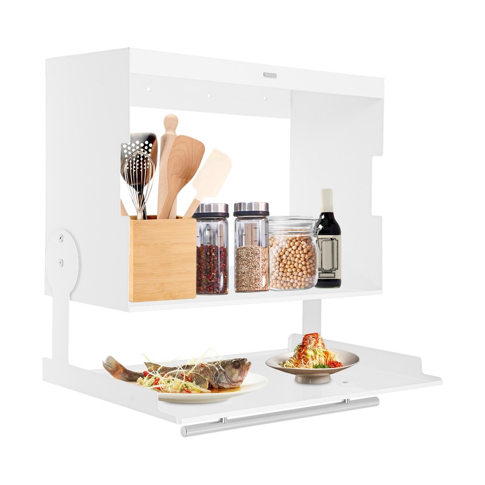 Kitchen Storage Rack with Pull-down Cover Wall Spice Organizer Under Cabinet