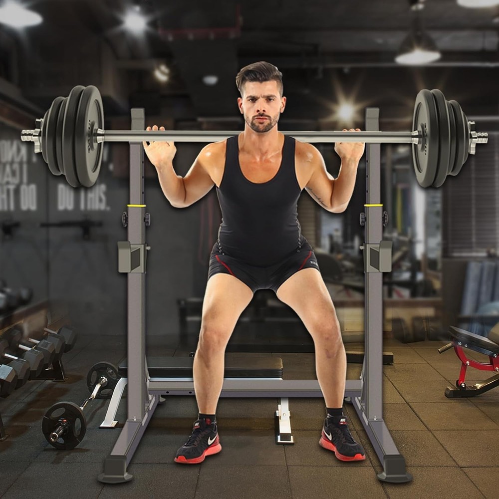 Adjustable Squat Rack – Multi-Function Barbell Rack for Home Gym & Weightlifting