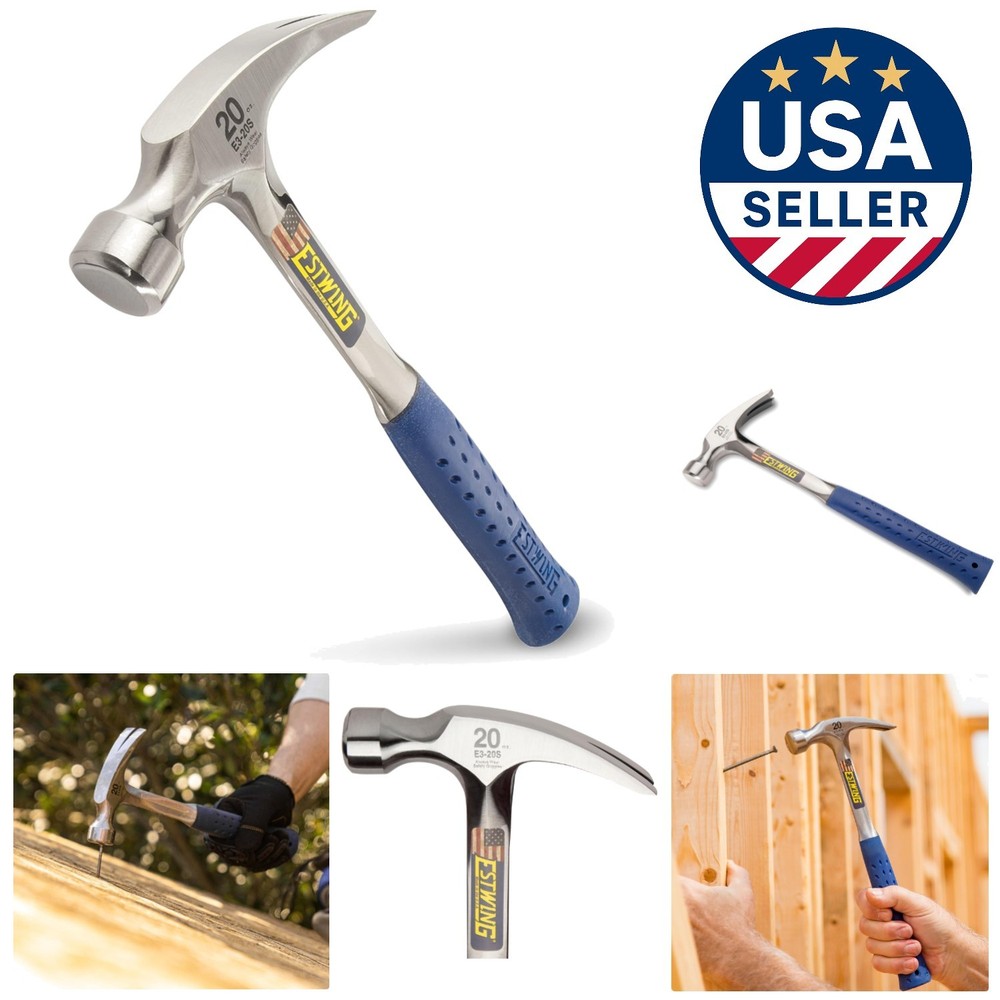 20 oz Solid Steel Rip Claw Hammer with Shock Reduction Grip for Professionals