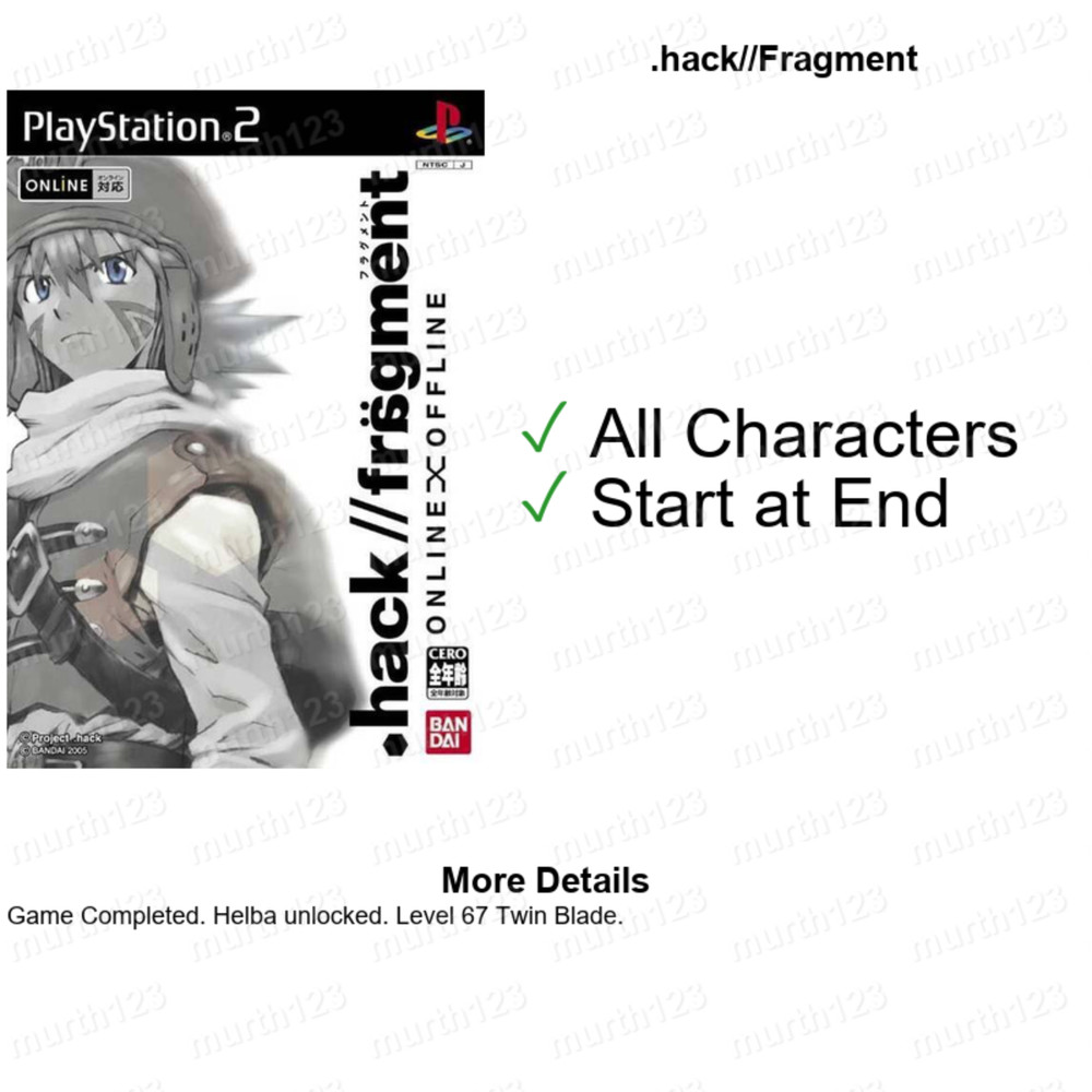 Dot hack .hack . hack 8 SAVE Pack PS2 Memory Card Unlocked 100% Completed Saves