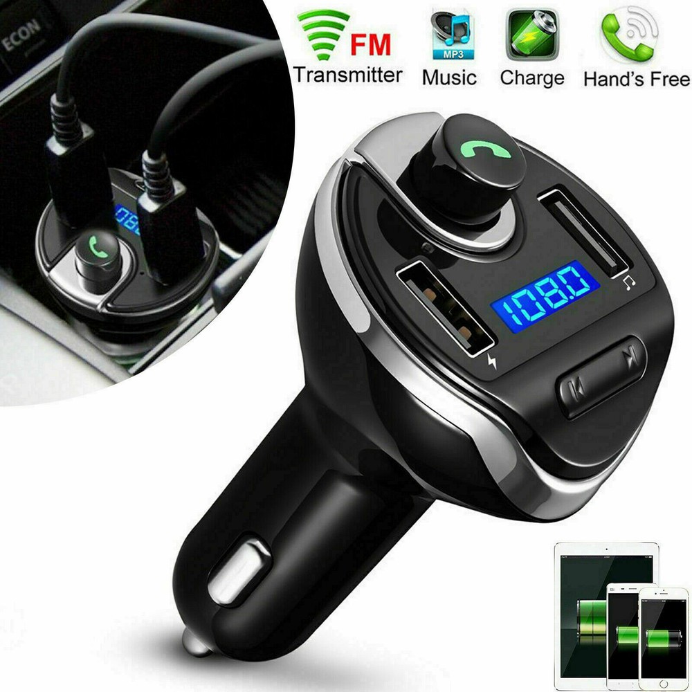 Wireless In-Car Bluetooth FM Transmitter MP3 Radio Adapter Car Fast USB Charger
