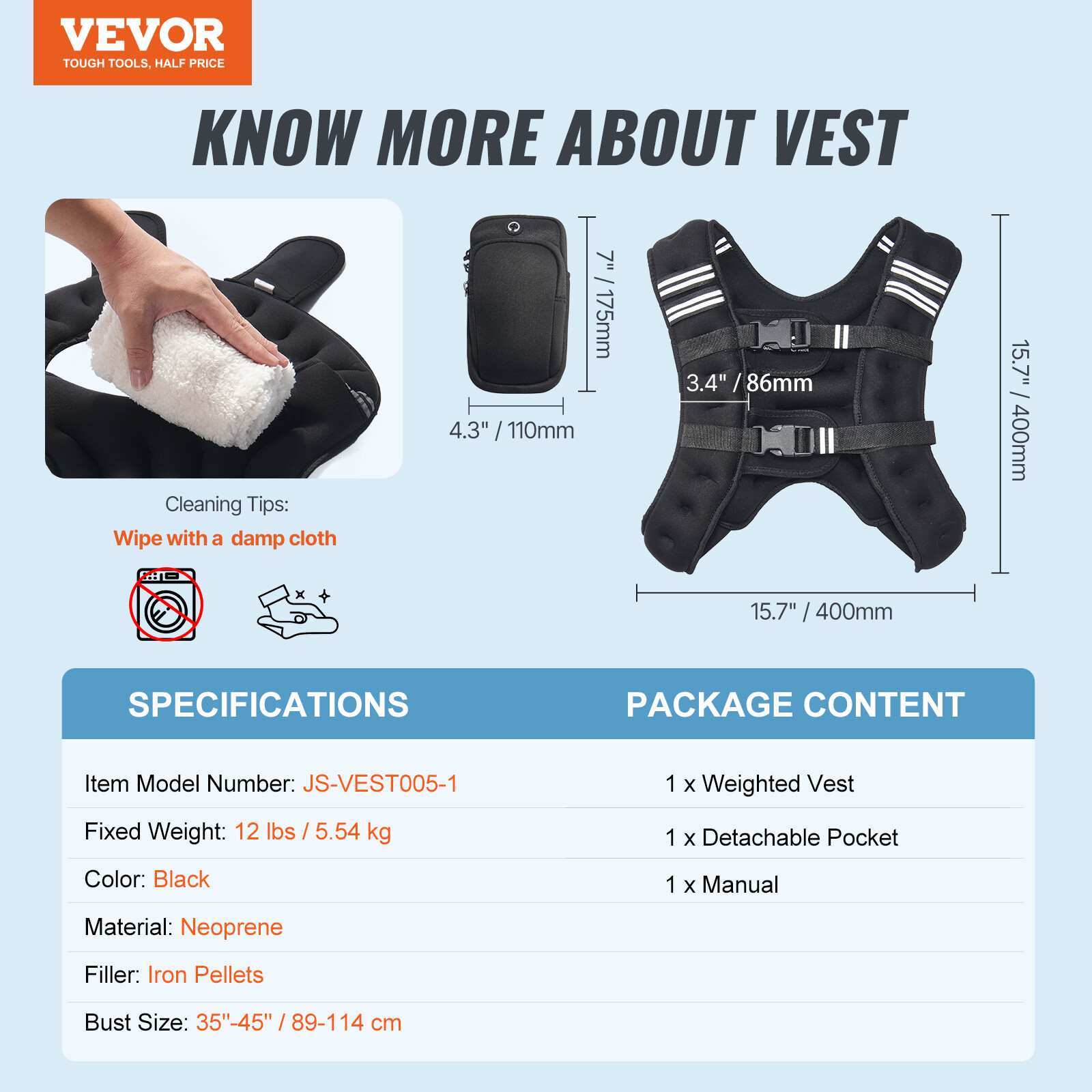 VEVOR 12lb Weighted Vest for Men Women Workout Equipment for Strength Training