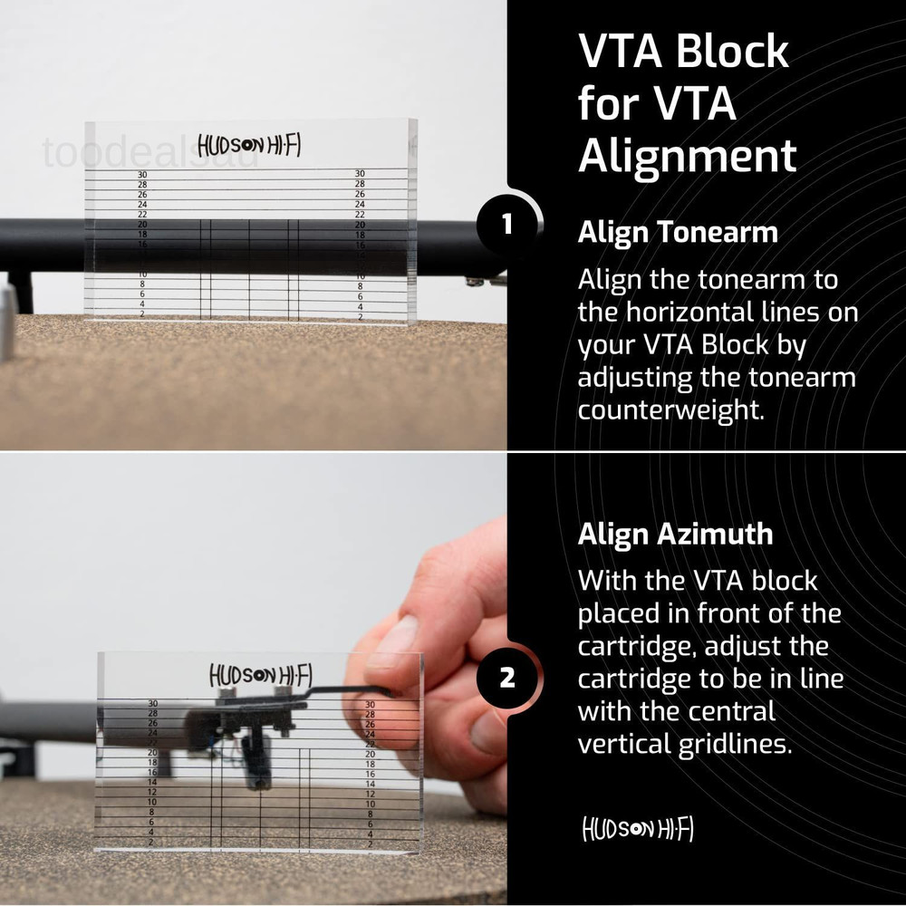 Turntable Cartridge Alignment Kit VTA + VTF + Protractor, Black