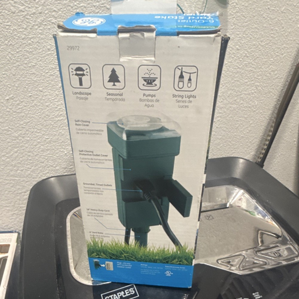 GE 6-Outlet Outdoor Yard Stake Timer Plug-In Programmable Green