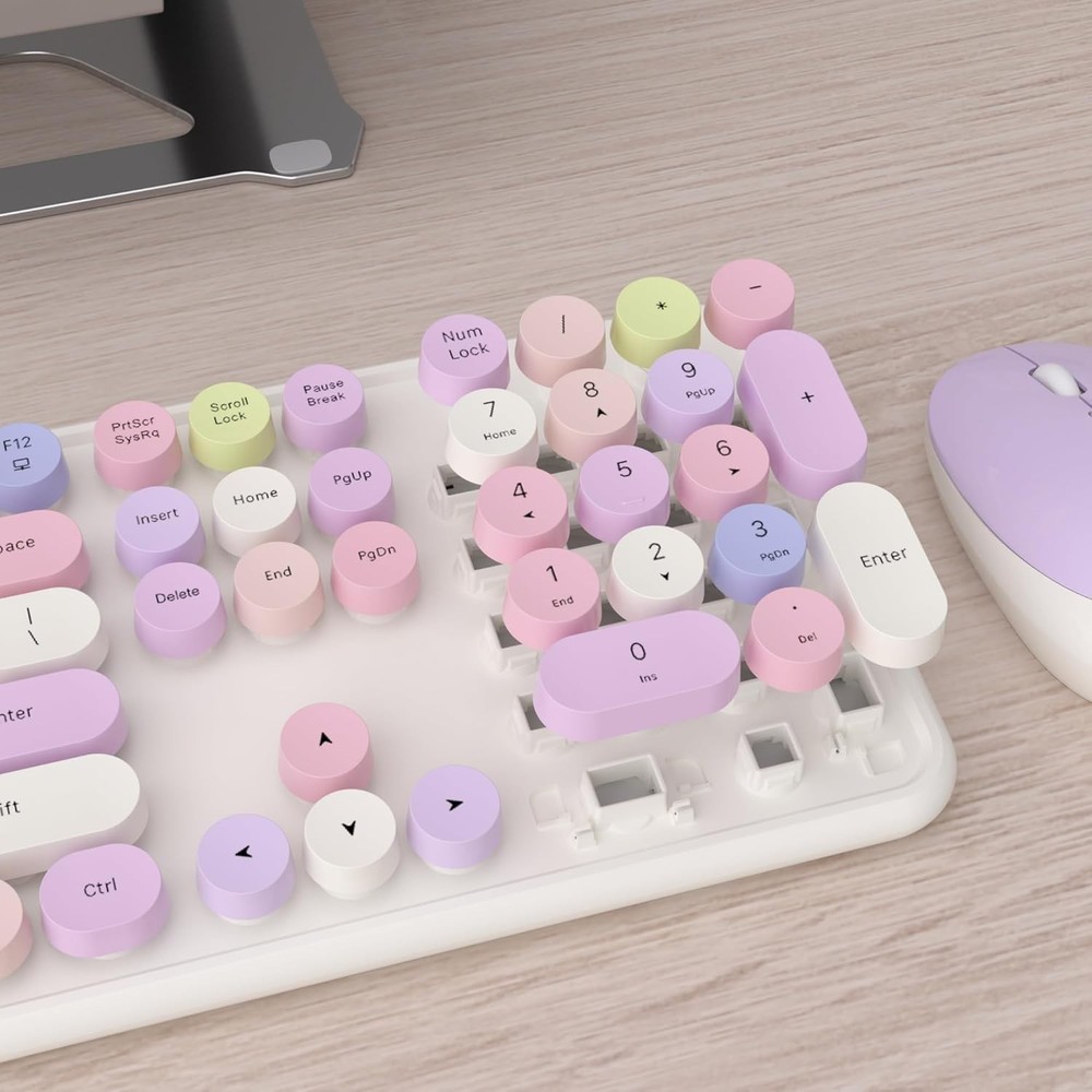 Colorful Computer Wireless Keyboards Mouse Combos Office Full-Sized Keyboard