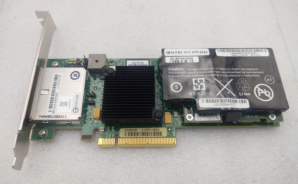 IBM ServeRAID SAS/SATA Raid Controller Card PCI-E 43W4341 8880EM2 w/ battery