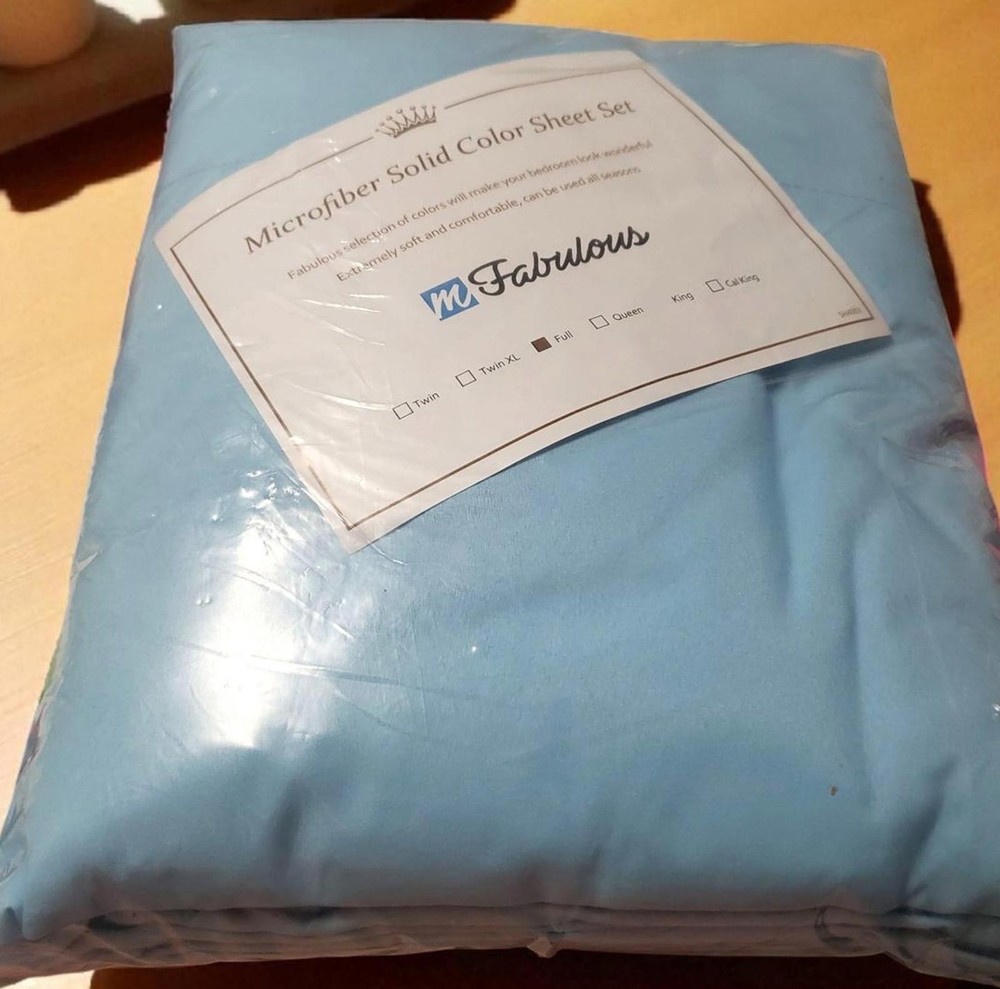 mFabulous Microfiber Solid Color Sheet Set - Full Size - Light Blue