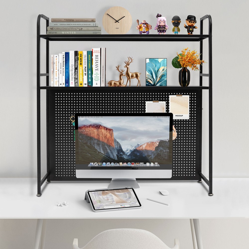 Desktop Bookshelf, Countertop Storage Rack with 2 Shelves for Computer