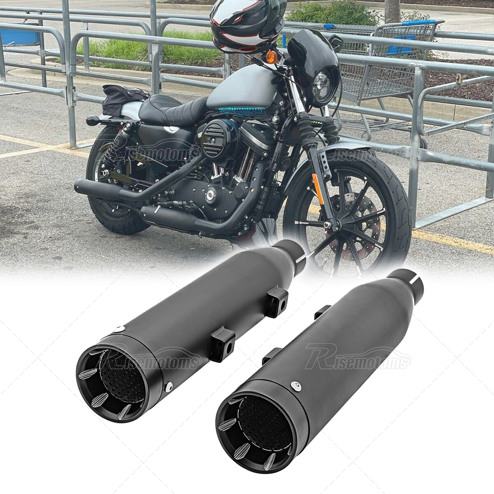 3" Slip-On Agreesive Muffler Exhaust For Harley Sportster XL Iron 883 1200 2014+