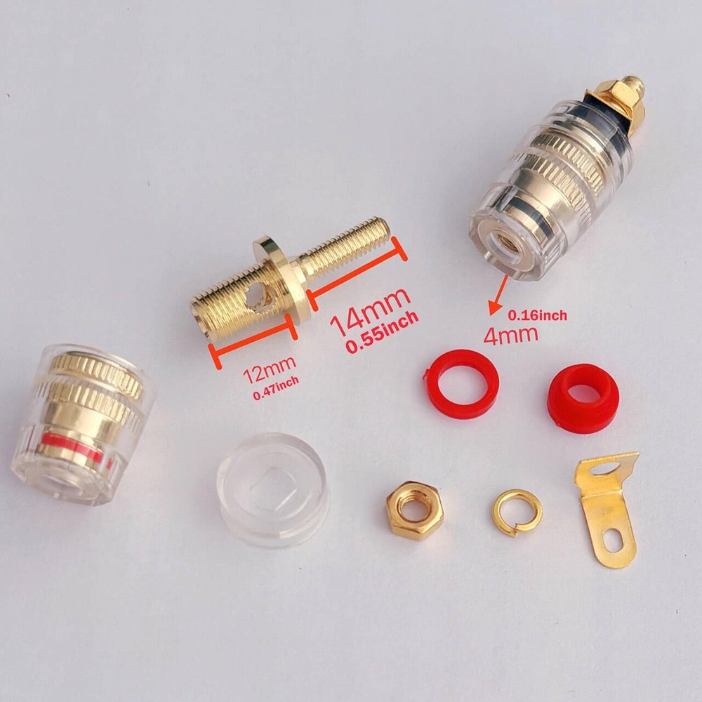 Speaker Binding Posts Transparent Cover Insulated Terminal Connector Audio