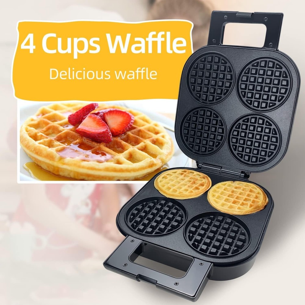 4 Slice Waffle Iron - 1300W Efficient Non-Stick Design for Perfect Breakfasts